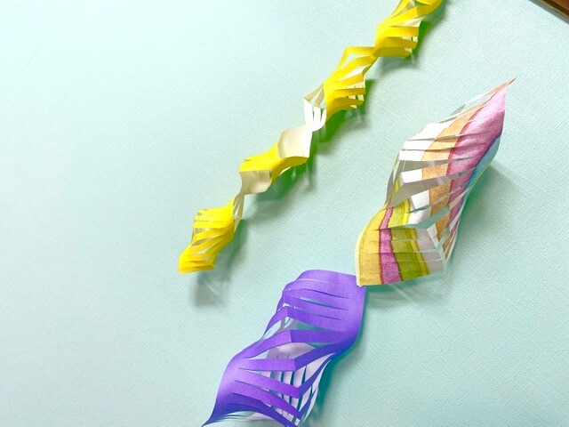 七夕飾りー折り紙で製作 簡単かわいい 貝飾り はさみ練習にもおすすめー